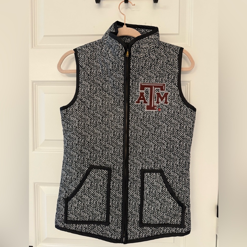 Women’s Texas A&M Black and White Herringbone Vest with Logo
